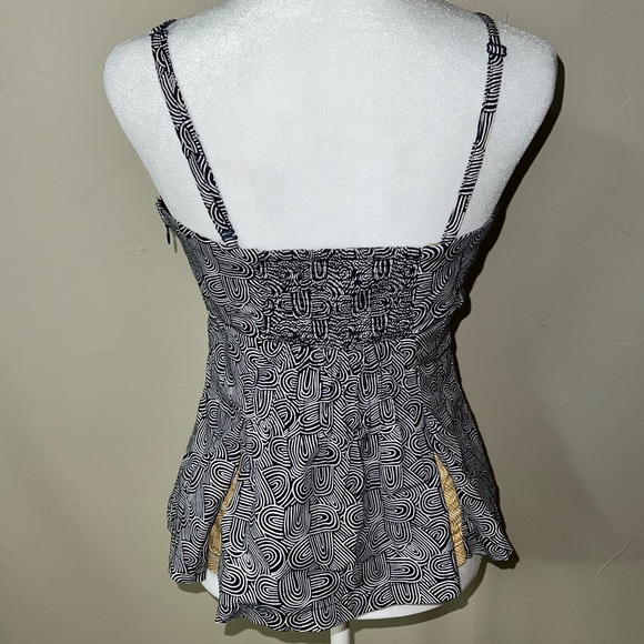 Odille Sweetheart Bow Tie Tank Top Womens 8 Anthropologie Peplum Pleats Side Zip - Picture 5 of 7